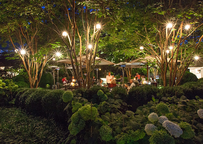 Restaurant exterior at night