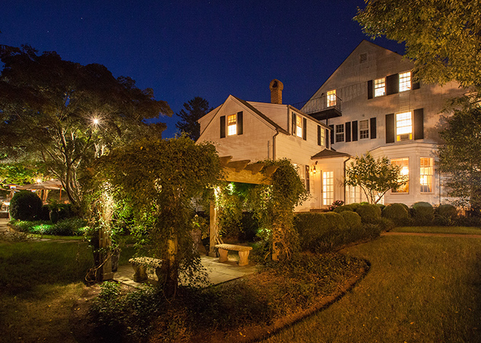 1770 House Exterior, nighttime